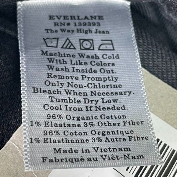 Everlane The Way High Straight Leg Organic Cotton Jean Coal Black Tall 25 - Picture 9 of 9